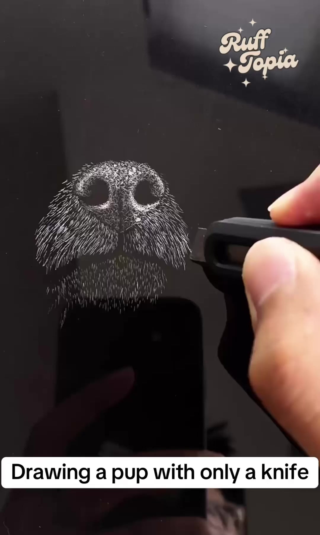 drawing a dog, 3D Multi-Layer Scratch Pet Portrait