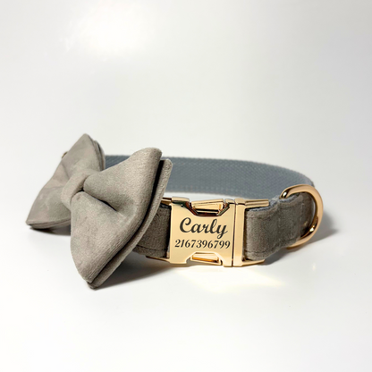 Grey Velvet Collar - Storm