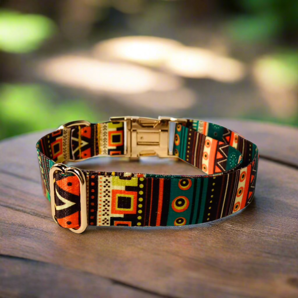 Bohemian Style Dog ID Collar - back view
