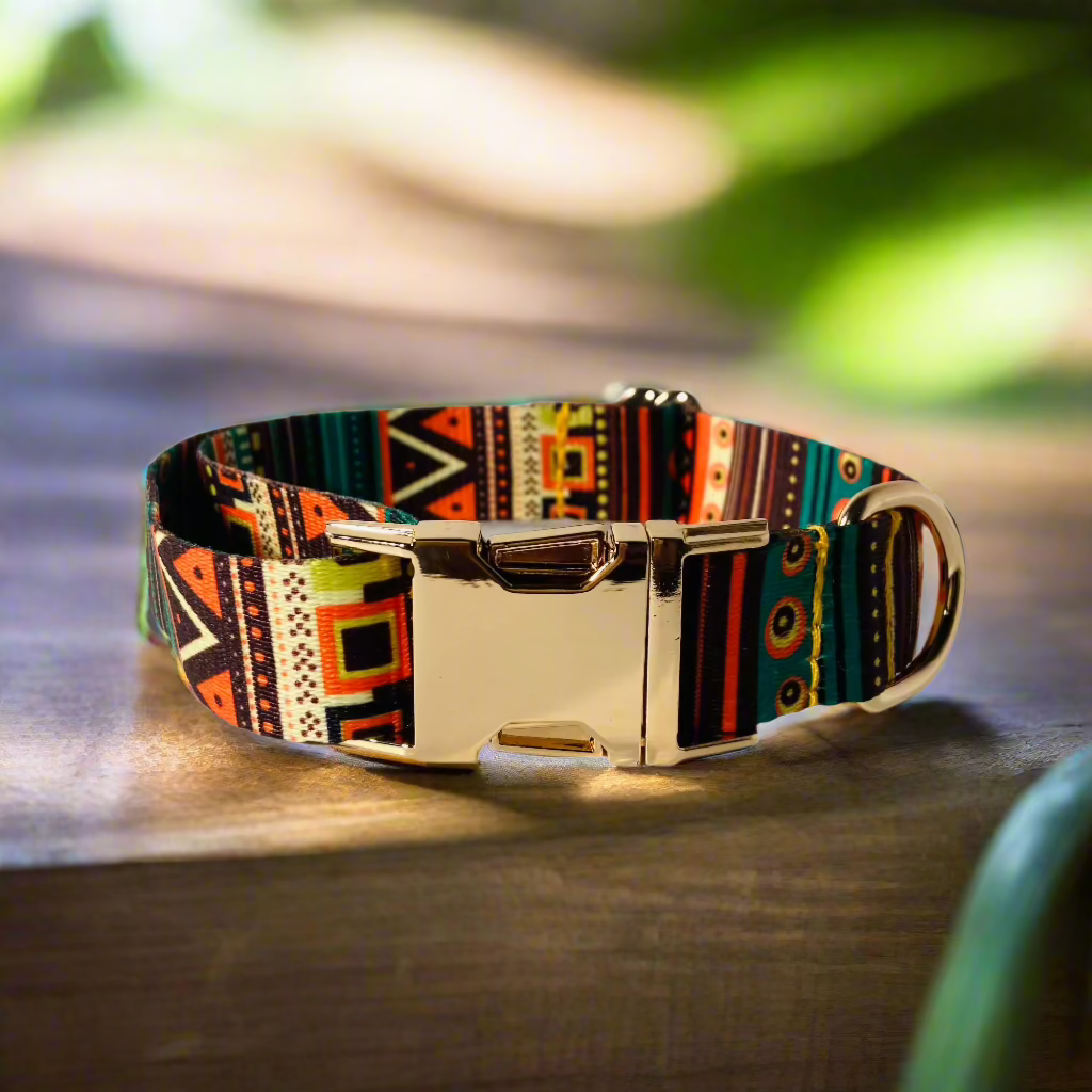 Bohemian Style Dog ID Collar - front view