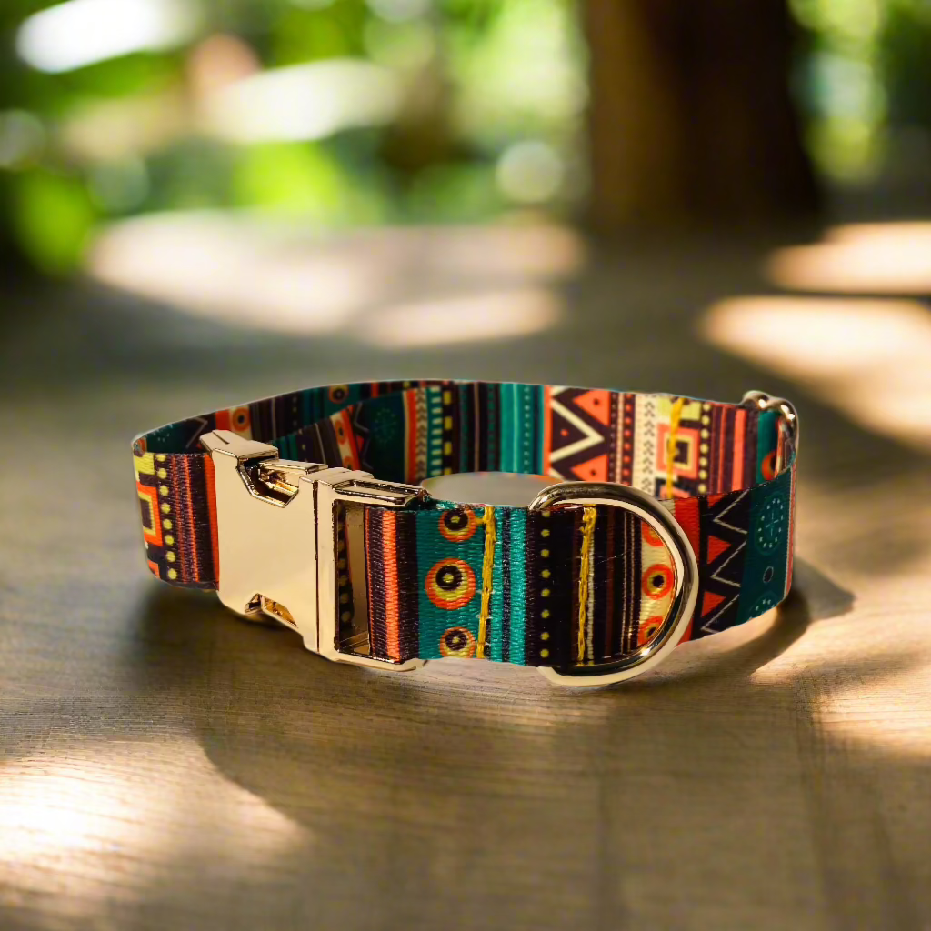 Bohemian Style Dog ID Collar - side view