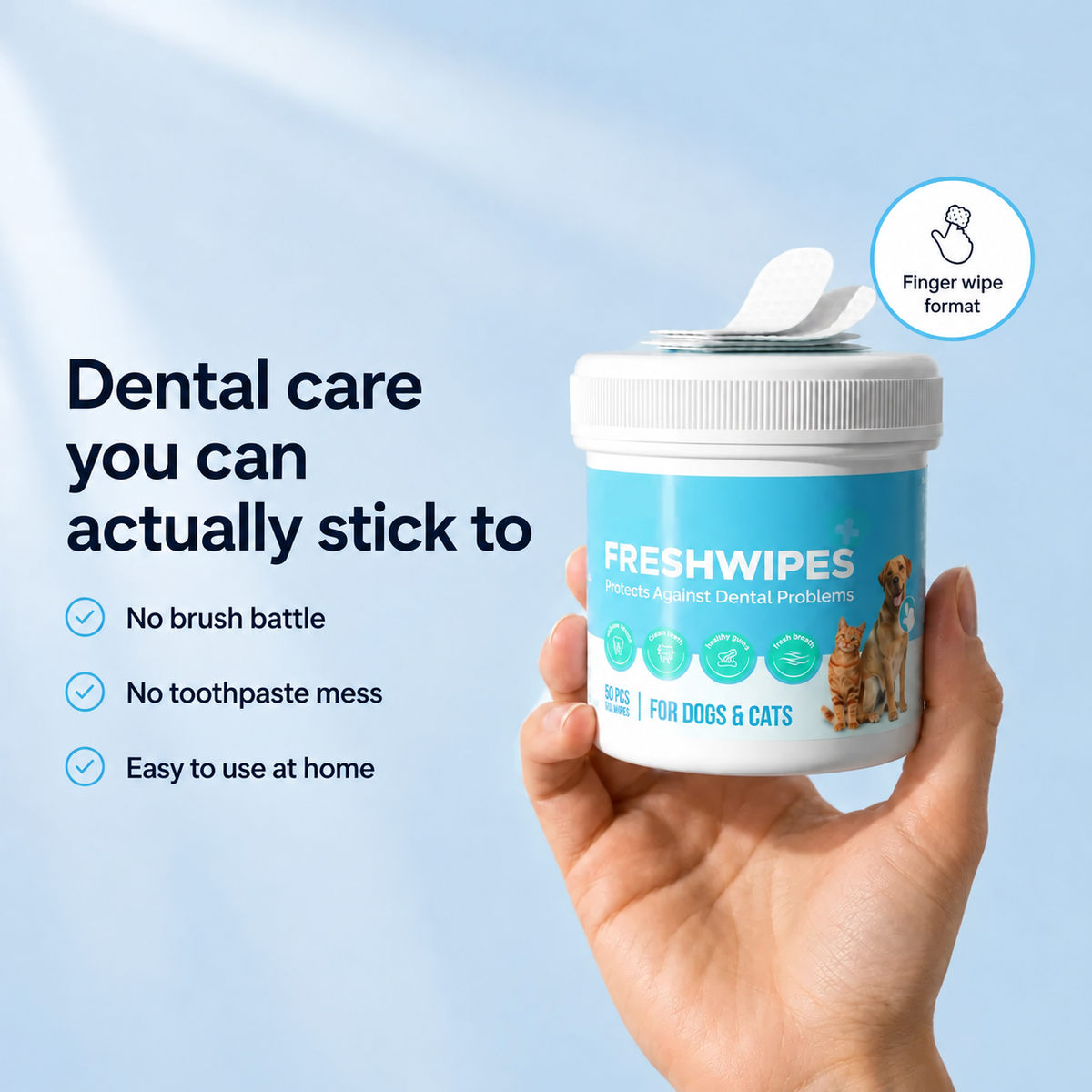 Freshwipes - Zahnpflege-Tücher für Haustiere