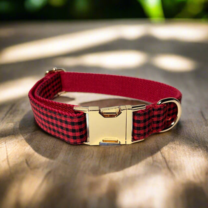 Red Gentleman Dog ID Collar without bow tie front view