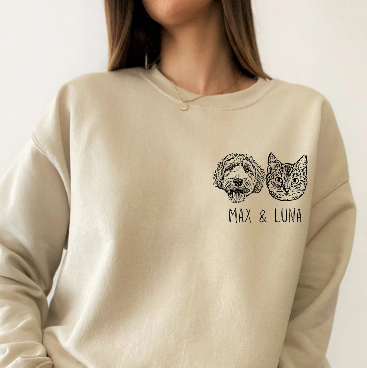 Custom Pet Portrait Crewneck Sweatshirt Unisex