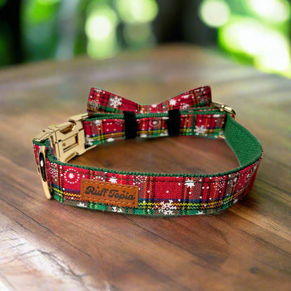 holiday vibe dog collar with bow tie back view