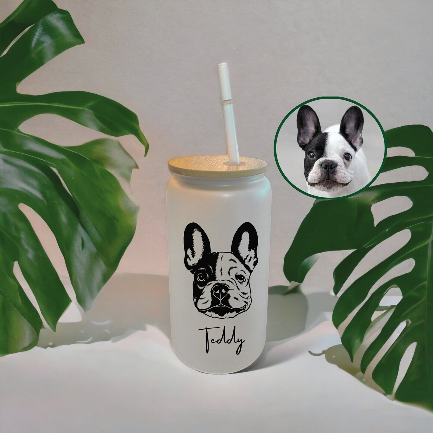 Custom Pet Portrait Glass Can 16 Oz