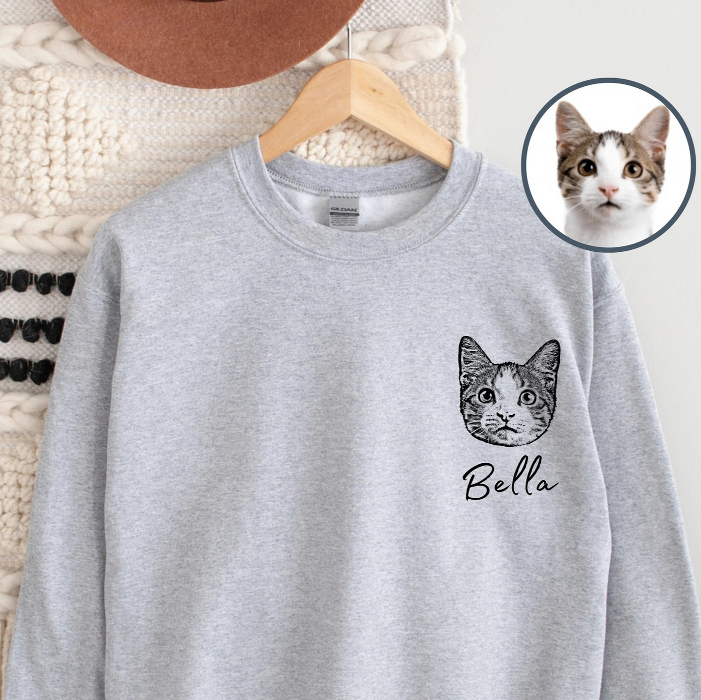 Custom Pet Portrait Crewneck Sweatshirt Unisex