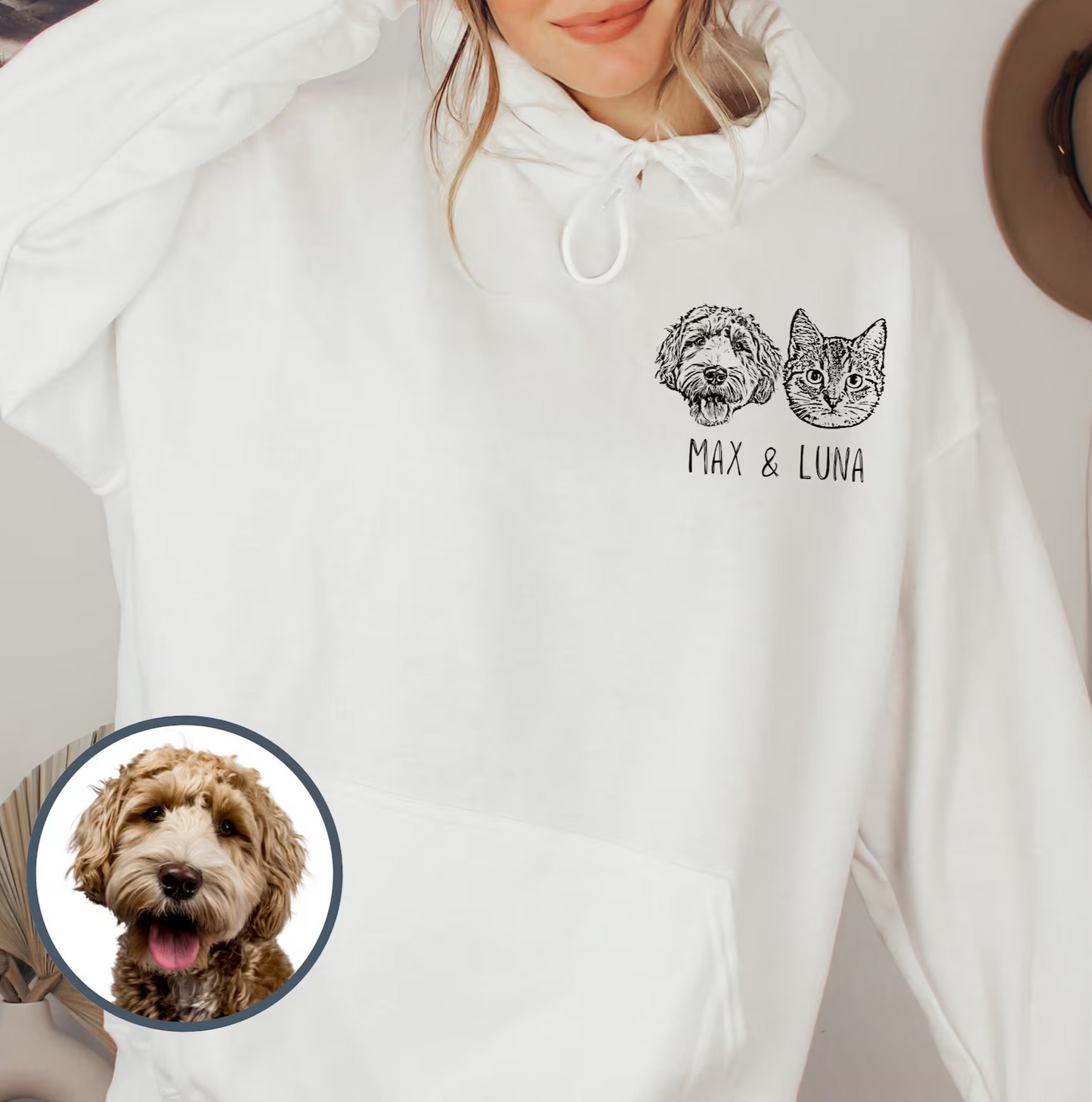 Custom Pet Portrait Hoodie Unisex